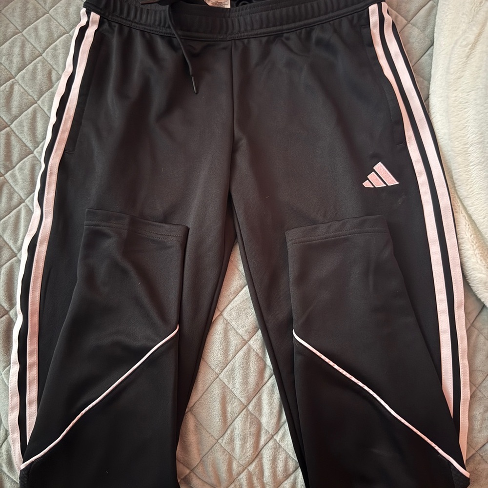 Adidas Sweatpants with Light Pink Stripes